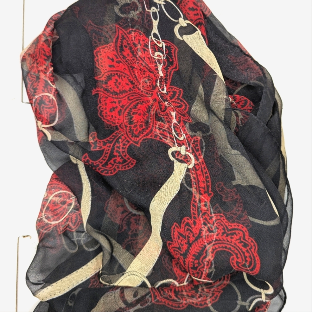 Black and Red Sheer Scarf